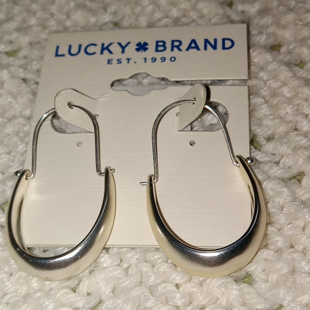 NWT Lucky Brand Modernist Simple Classic Chic Silver French-Back Pierce Earring